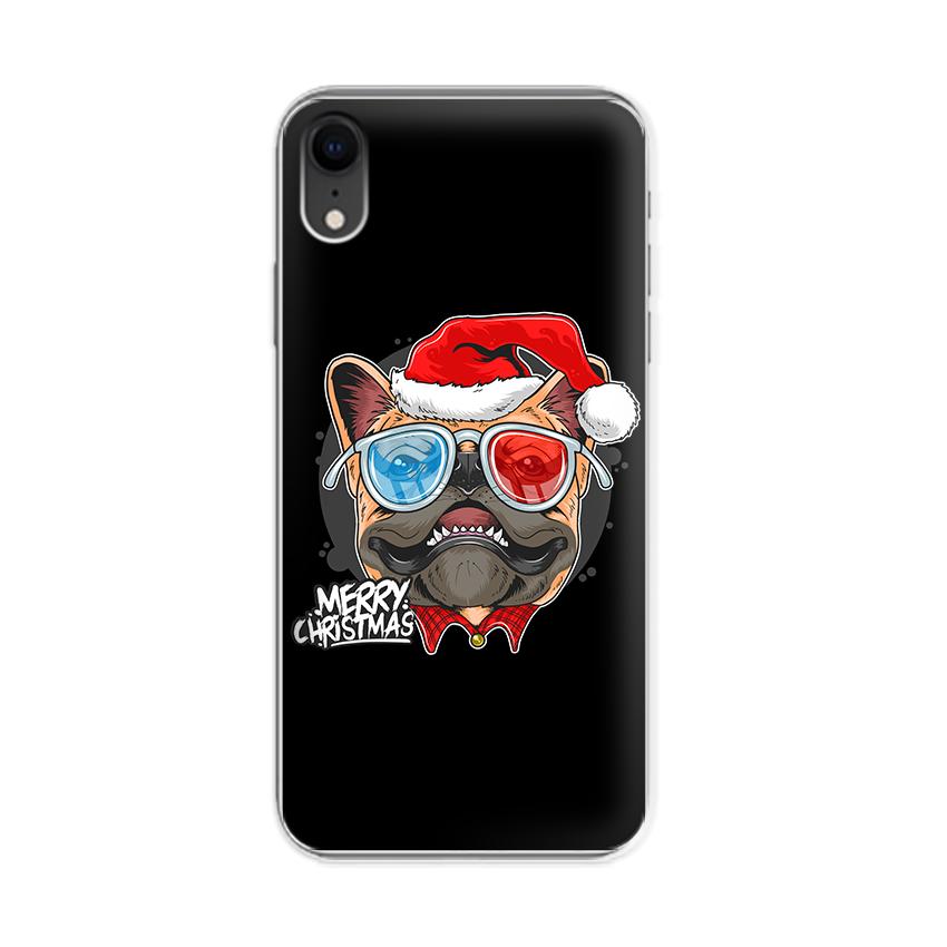Ốp lưng dẻo cho điện thoại Iphone XR - 01016 7939 BULLDOG03 - Bulldog chúc mừng Giáng Sinh - Hàng Chính Hãng