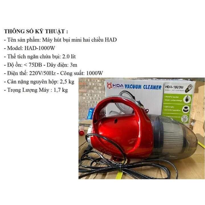 Máy hút bụi đa năng 2 chiều Hút và thổi nhiều đầu- Vacuum Cleaner HDA. 1000W