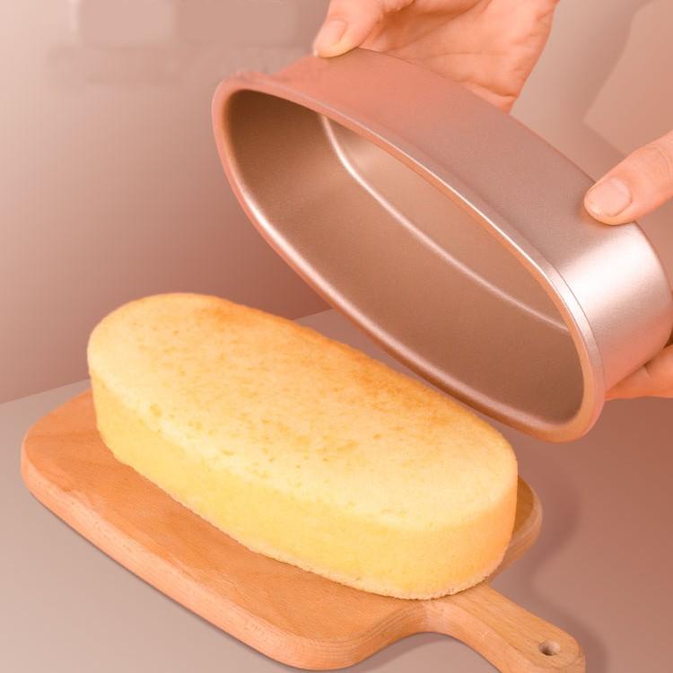 Khuôn Nhôm Hình Oval Chống Dính Cao Cấp Màu Vàng Đồng Cao Cấp 21x10x5 cm