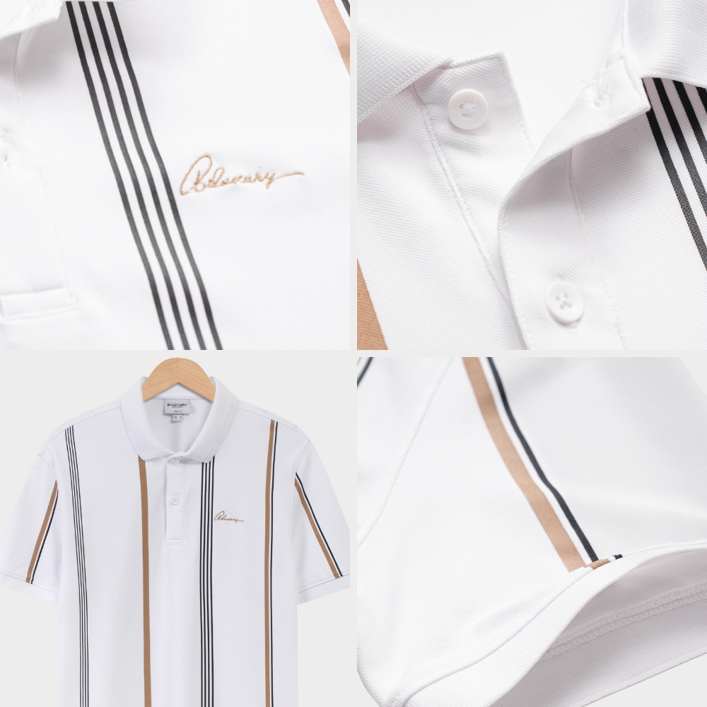 Áo Polo Nam 7APCH024TRK Biluxury Form Slimfit Ôm Vừa Tôn Dáng Phối Họa Tiết Line
