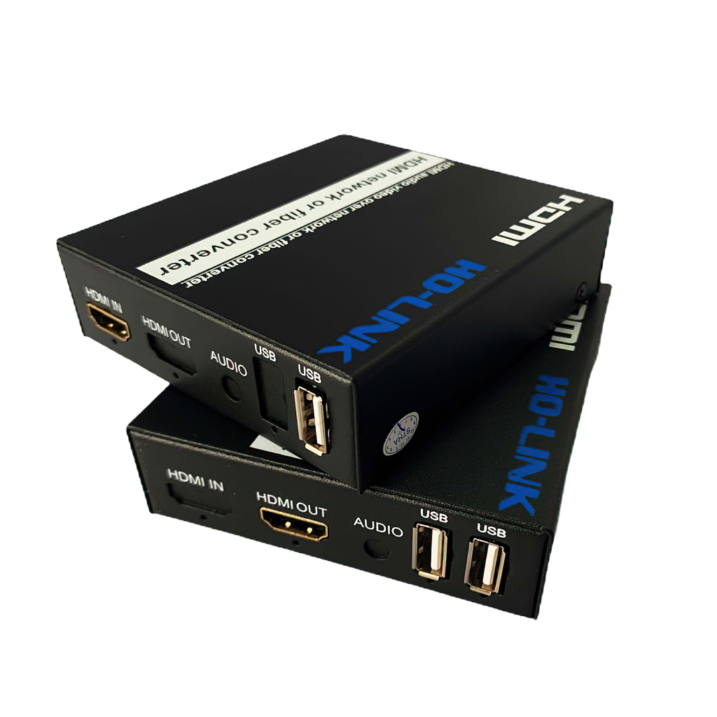 Bộ kéo dài hdmi qua cáp quang có cổng USB Ho-link HL-HDMI-1USB-20TR - Hàng Chính Hãng