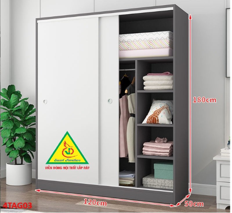 Tủ quần áo gỗ MDF 4TAG03 - Nội thất lắp ráp Viễn Đông ADV