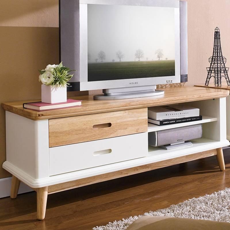 Tủ TV 2 Ngăn Kéo Vivid Gỗ Tự Nhiên Ibie LV2KVIVR - Trắng