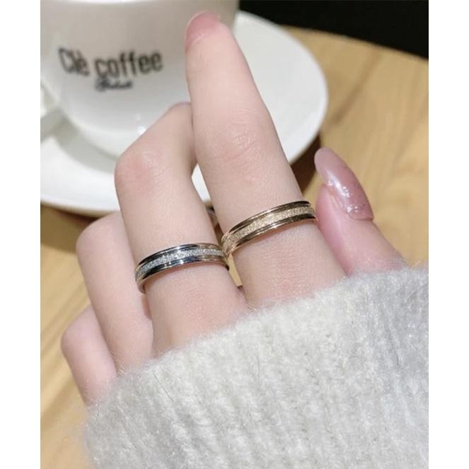 Nhẫn titan nữ nam nhẫn cặp đôi nhám sáng ngang 4mm đẹp Ring Hous