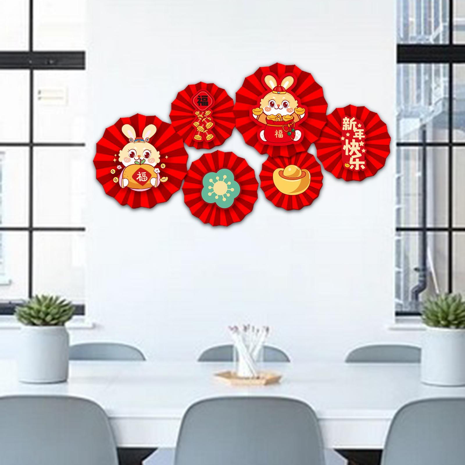 Set 6 Quạt Treo tường Trang Trí Năm Mới