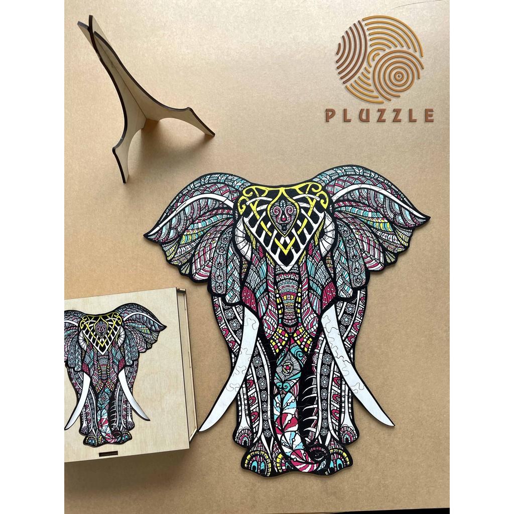 PLUZZLE Bộ xếp hình gỗ đồ chơi puzzle ghép hình con vật độc đáo - Con Voi – PZ024