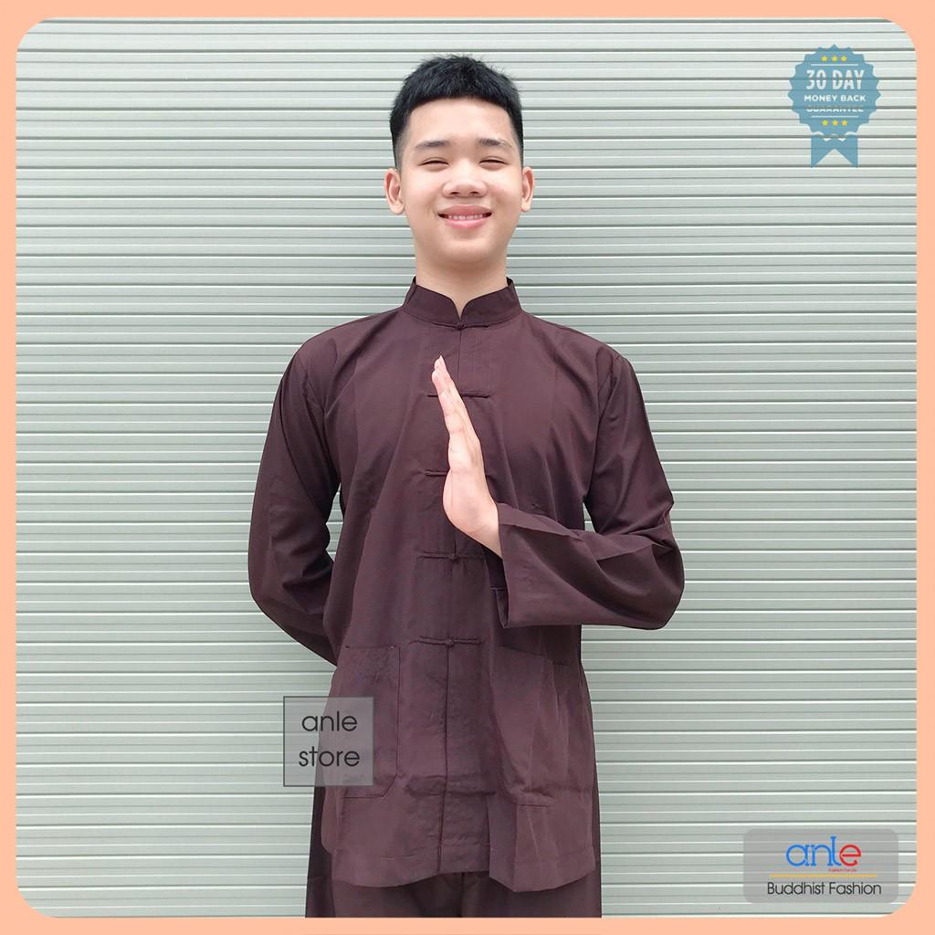 Đồ lam đi chùa Bộ Lãnh Tụ Nam Nữ, Pháp phục Quần áo đi chùa vải Kate thoáng mát kín đáo - Anle Store
