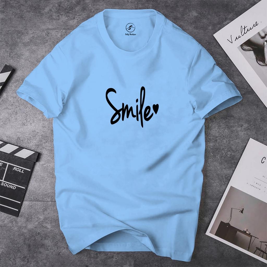 Áo Thun Nữ In Chữ Smile Vải Cotton Dày Dặn Co Giãn Tốt Form Xuông Mặc Thoải Mái-ST028 Sally Boutique