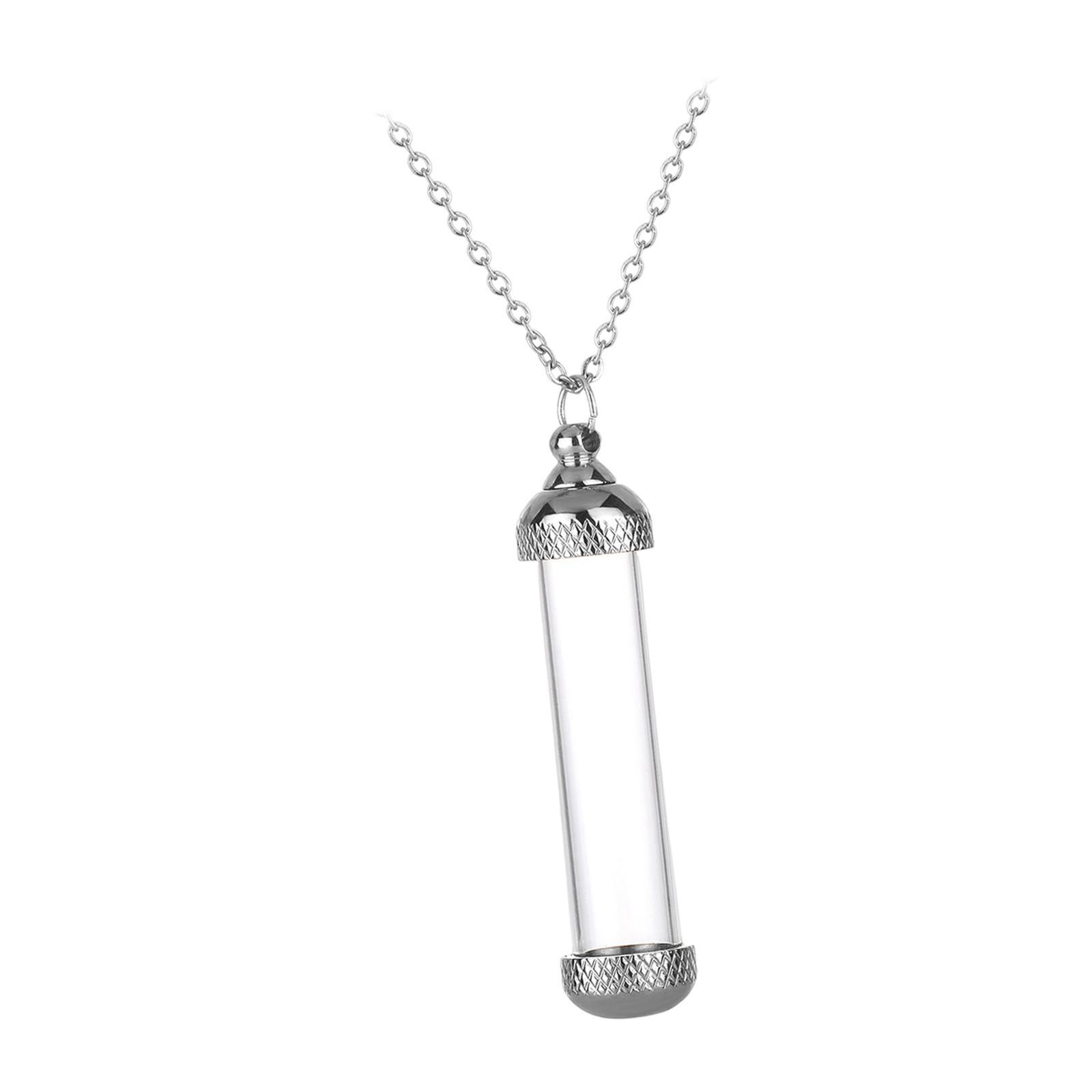 Acrylic Container Urn Necklace Pendant Titanium Steel Cremation Jewelry Memorial Pendant Perfume Container Tube Birthday Gift