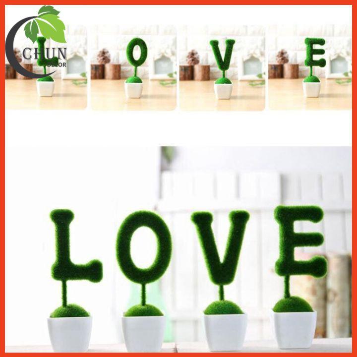Bộ chậu cây chữ LOVE trang trí kệ tủ, kệ gắn tường, giá sách, làm làm việc, quà lưu niệm, trang trí xe hơi
