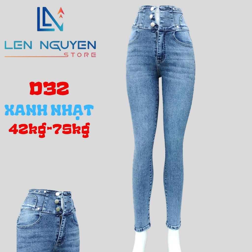 D32_Quần jean nữ, dài, lưng cao, quần bò nữ dáng ôm, quần rin nữ có big size, cho 42kg đến 75kg,LEN NGUYEN STORE - Xám