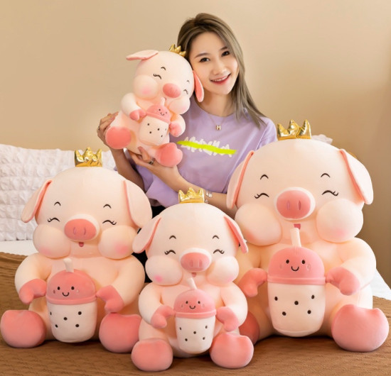 Heo bông ôm trà sữa 60cm