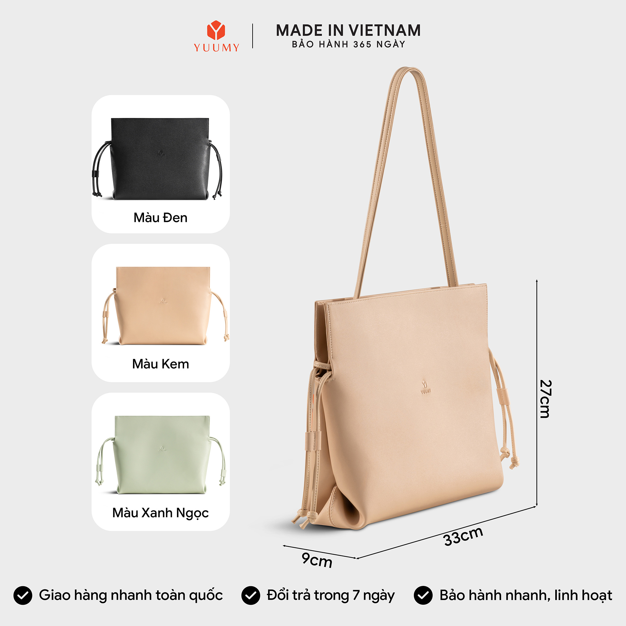 Túi Yuumy ( Thời trang nữ dáng vuông size 33 - Túi xách da Seasand YTX75 )