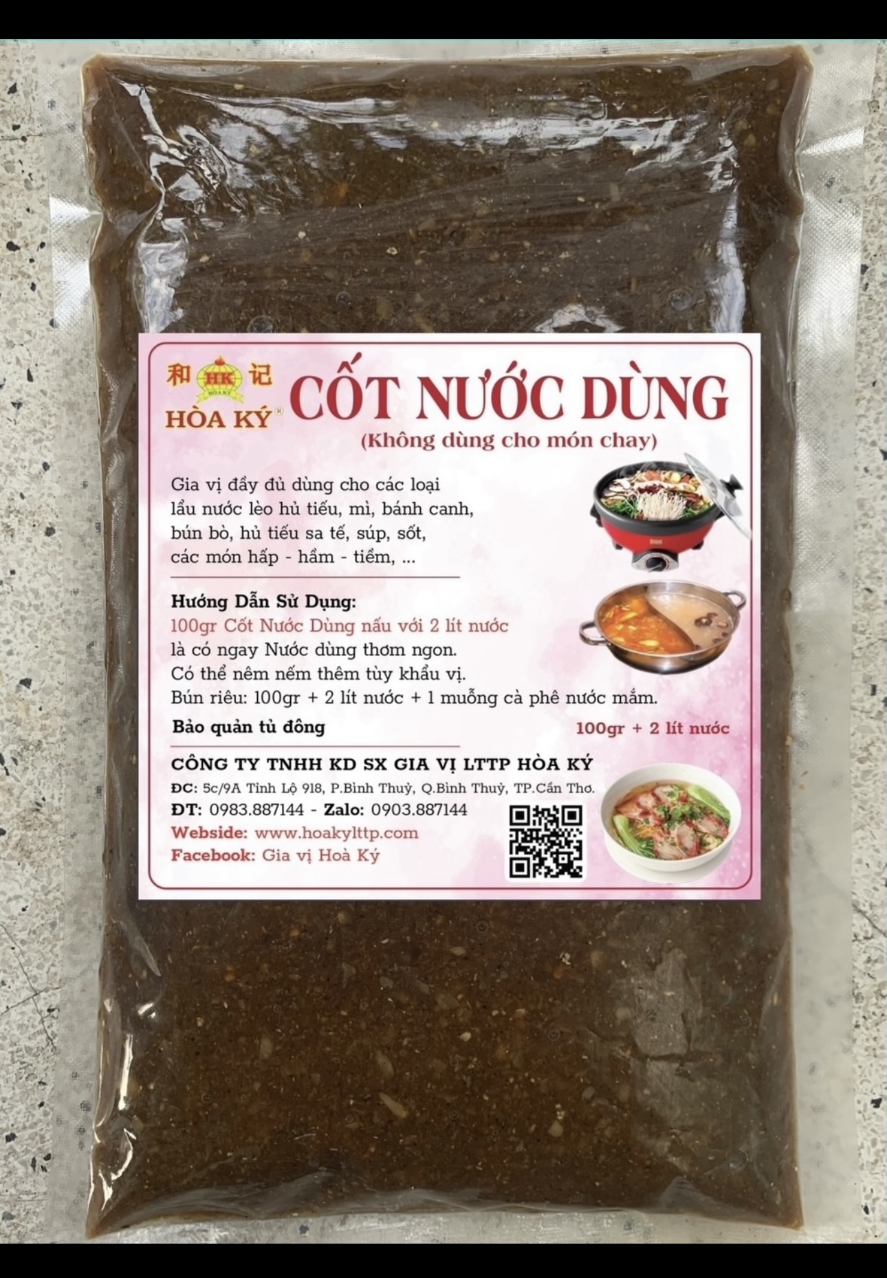 Nước cốt dùng 1kg Hoà Ký gia vị đầy đủ cho nước dùng