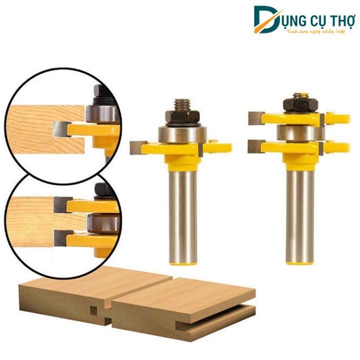 Bộ 3 Mũi Phay Gỗ Ghép Ván thẳng nhỏ 1 bi - Mũi Ghép Ván Dày 12 - 19mm