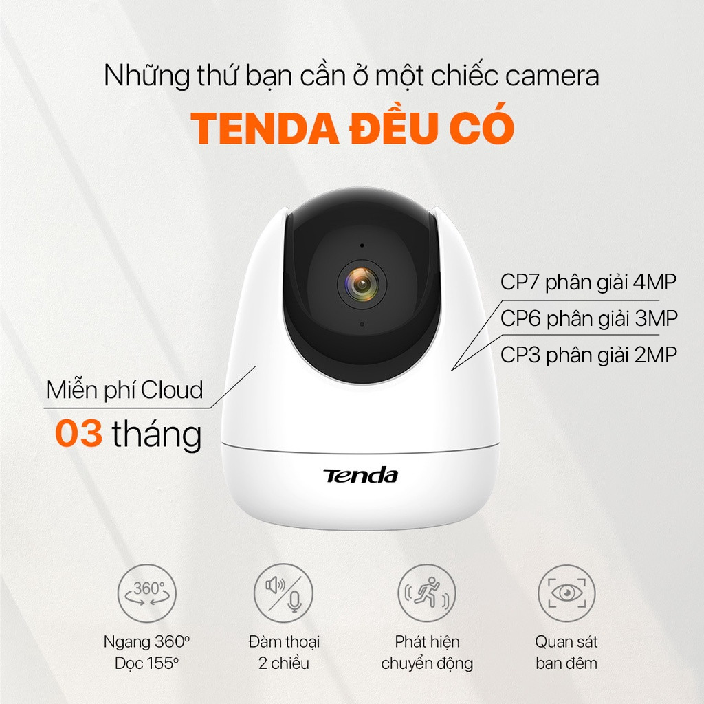 Camera Wifi Tenda Trong Nhà CP7 4MP/2K Quay Quét 360°, Đàm Thoại 2 Chiều - Hàng chính hãng