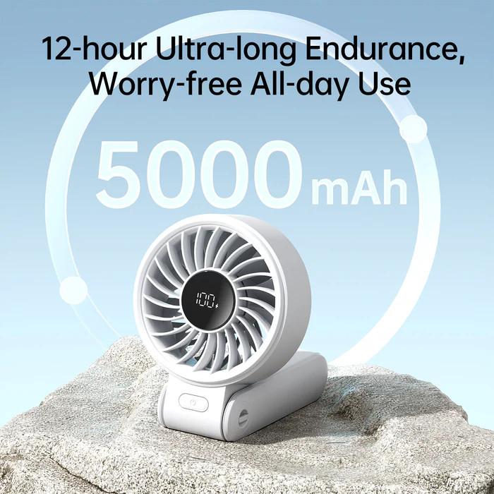 Quạt cầm tay mini Jisulife Life 7 ABS 5 cấp độ gió 3600mAh/5000mAh - Sử dụng liên tục 12h - Hàng Chính hãng
