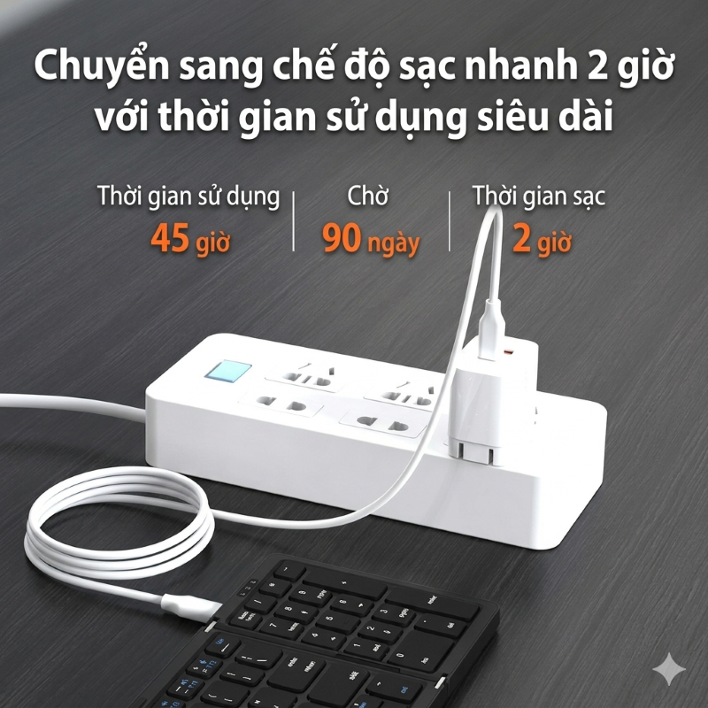 Bàn phím Gấp gọn mini không dây Bluetooth B89 - pin sạc TypeC cho PC Laptop điện thoại máy tính bảng hàng nhập khẩu