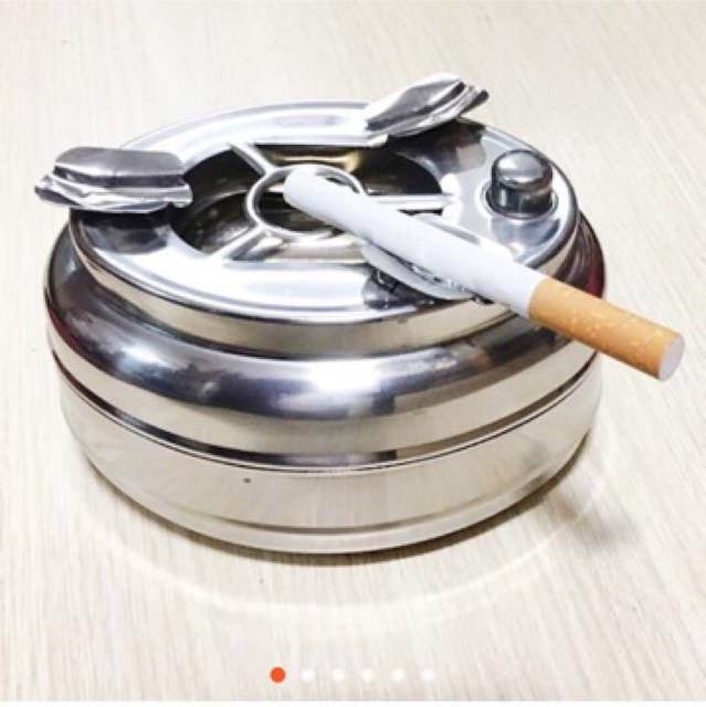 Gạt tàn inox bấm nút tiện dụng