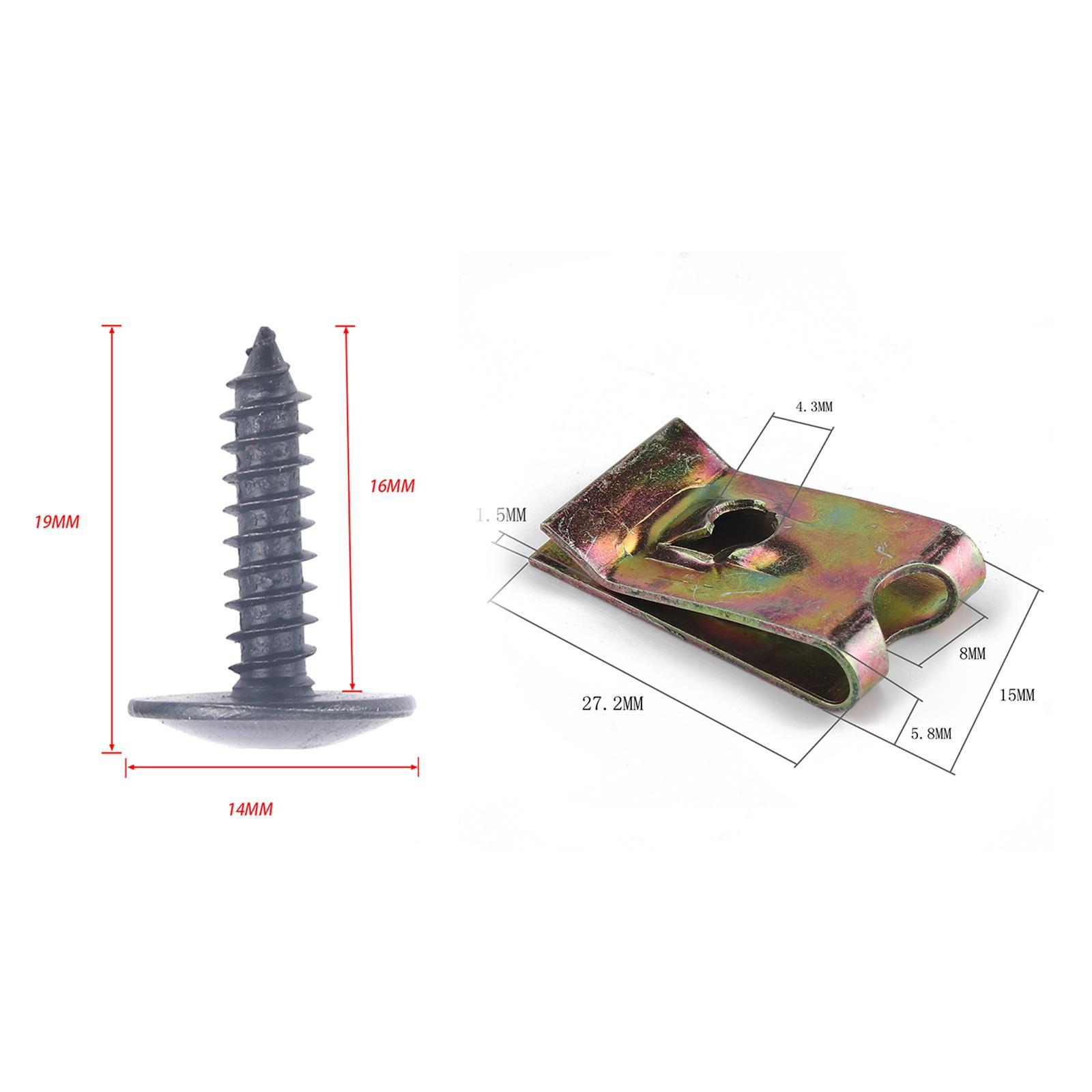 100Pcs M5 Nut Kit Screws Fastener Clip Screw Bolt Steel Fastening Nut for Automotive Replacement Durable Spare Parts Accessories