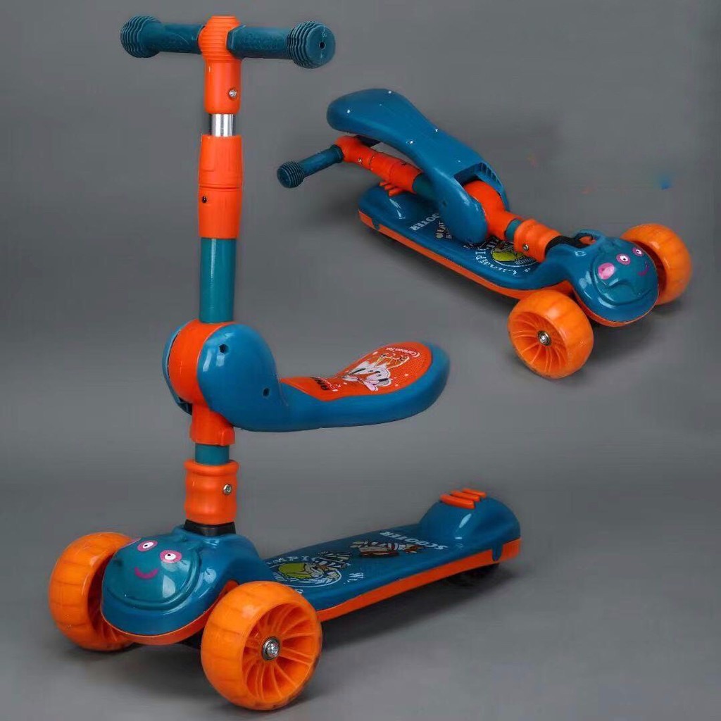 Xe scooter cho bé, Xe trượt Scooter có đèn có nhạc cho bé 3 trong 1 phù hợp cho bé từ 2 đến 6 tuổi