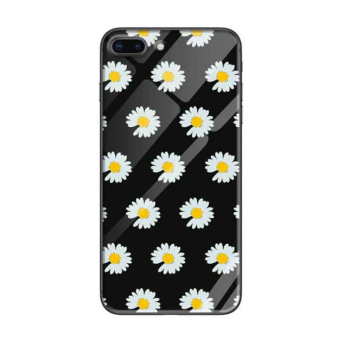 Ốp lưng kính cường lực cho iPhone 7 Plus /8 Plus Nền Họa Tiết Hoa Cúc Peace - Hàng Chính Hãng