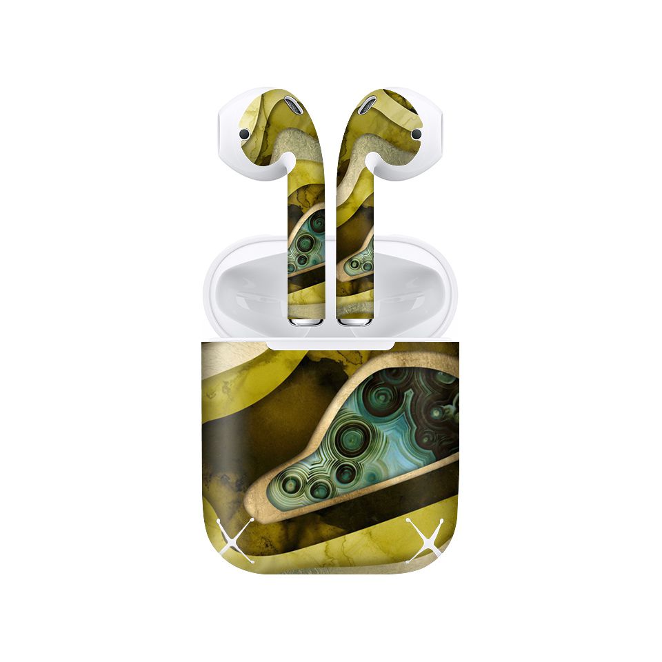 Miếng dán skin chống bẩn cho tai nghe AirPods in hình giả sơn mài - GSM157 (bản không dây 1 và 2)