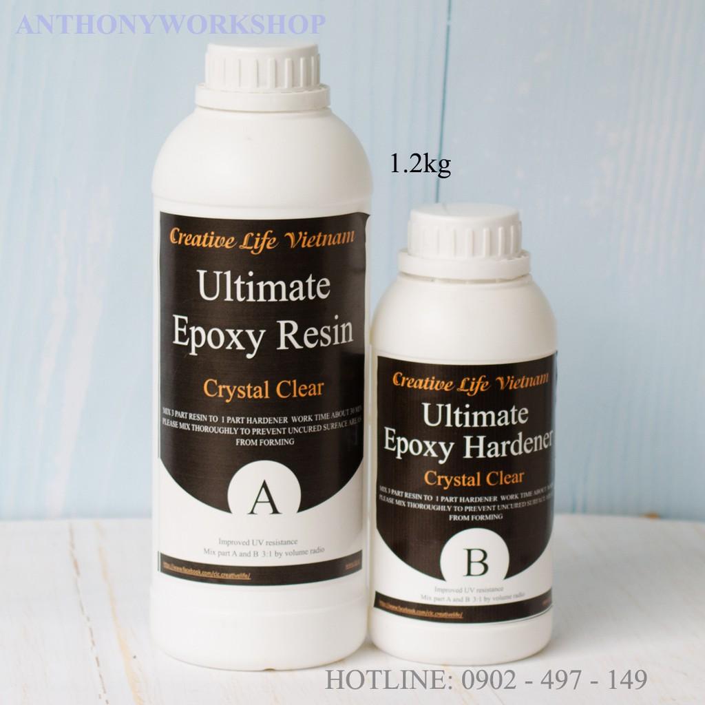 Bộ 1.2kg ultimate epoxy resin đổ khối bề mặt trên 1cm