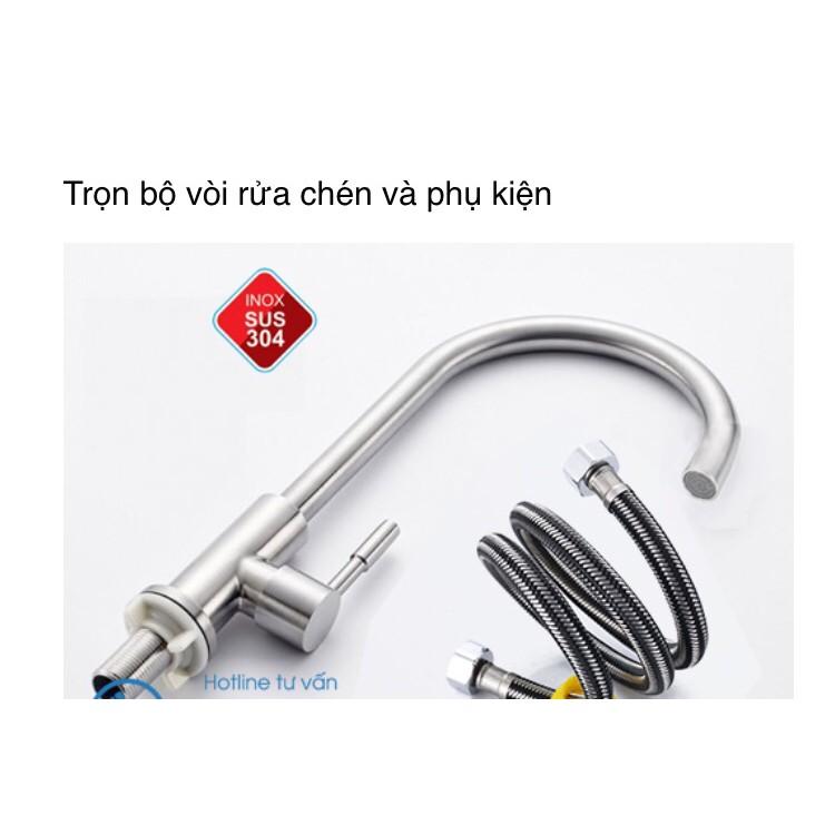 COMBO CHẬU RỬA CHEN 2 HỘC ,1 CÁNH (DÀI 1.05m,RỘNG 0,45m)+VÒI INOX 304+DÂY CÂP NƯỚC NHỰA