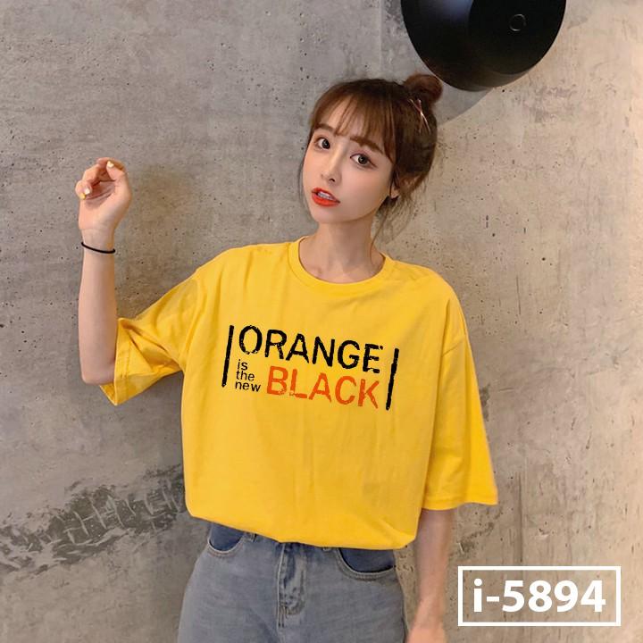 Áo Thun Nữ Unisex Màu Vàng Chữ ORANGE BLACK ATN5894
