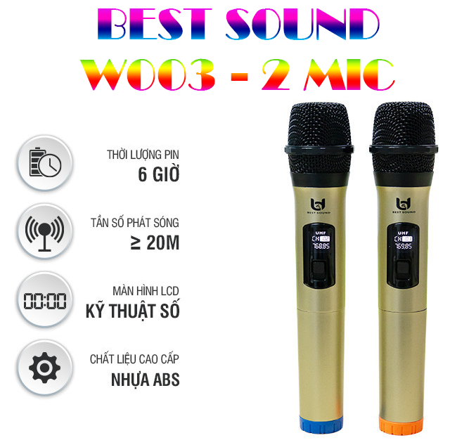 MICRO KARAOKE KHÔNG DÂY MODEL V-W003 - 2 MIC BEST SOUND