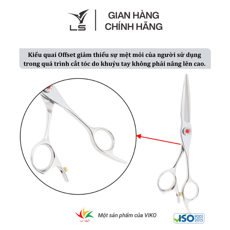 Kéo chuốt tóc LS sword cong offset vênh đỡ ngón cố định PSW