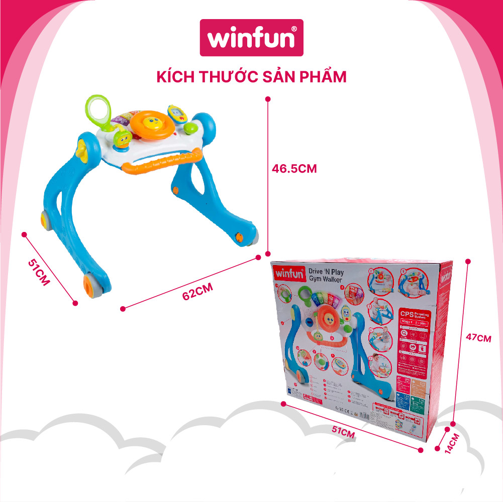 Kệ Chữ A Kết Hợp Bàn Tập Đứng, Xe Tập Đi 5 In 1 Winfun 0846