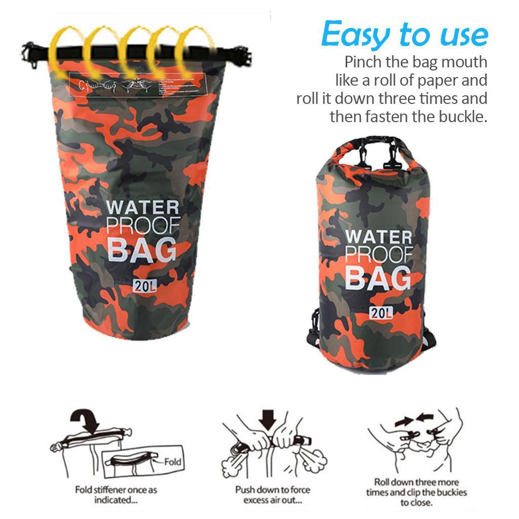 Túi khô chuống nước thể thao BAG WATERPROOF 20L (Xanh quân đội)