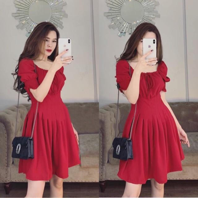 Đầm Suông Dài Cổ U Xếp Li Nhiều Màu