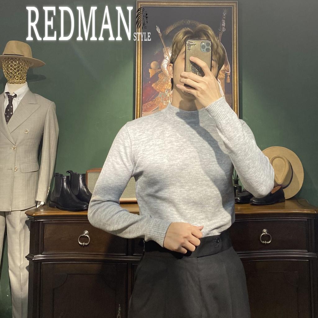 Áo len nam nữ co giãn cổ cao 3cm Redman chất len mềm mại vừa vặn phong cách Hàn Quốc