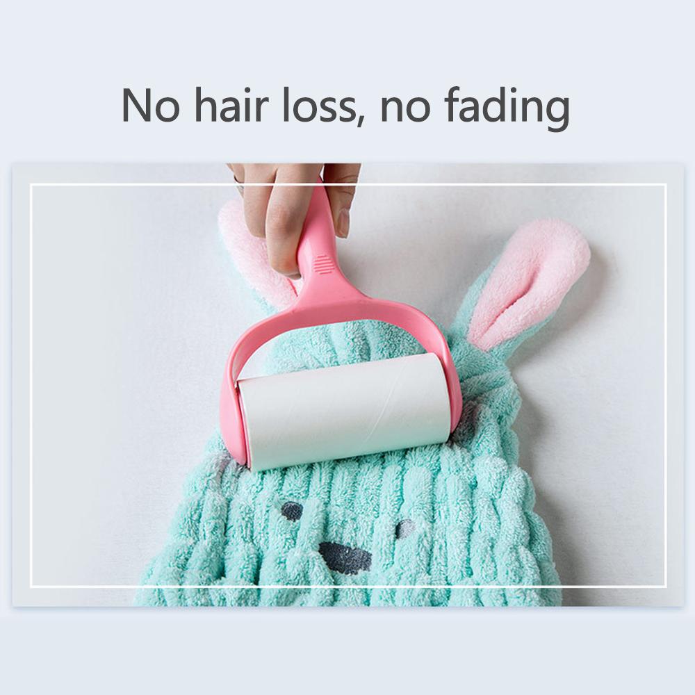 Khăn Tắm Lông Cừu San Hô Quấn Đầu Với Tai Thỏ