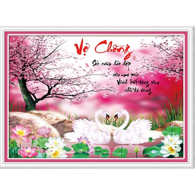 Tranh Đính Đá VỢ CHỒNG (ĐÁ ABC CAO CẤP). Kích Thước: 80cm x 56cm