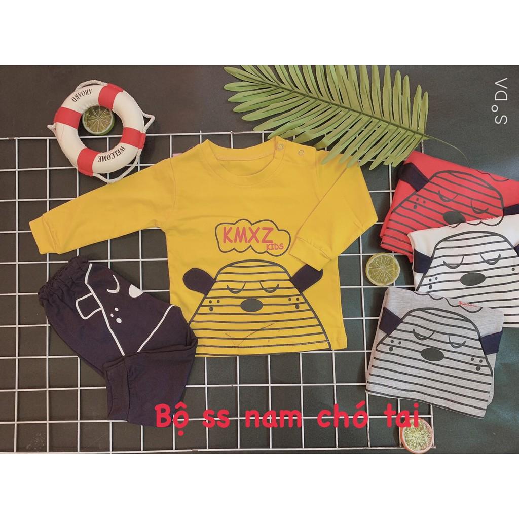 Bộ sơ sinh dài tay bé trai hình cún ngộ nghĩnh Cotton 100% S070 KidCat Shop Quần áo trẻ em Made in Việt Nam