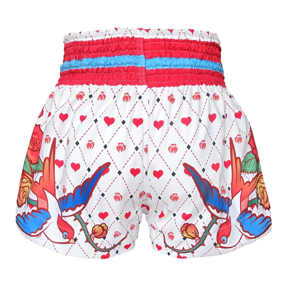 Quần TUFF Muay Thai White With Classic Rose