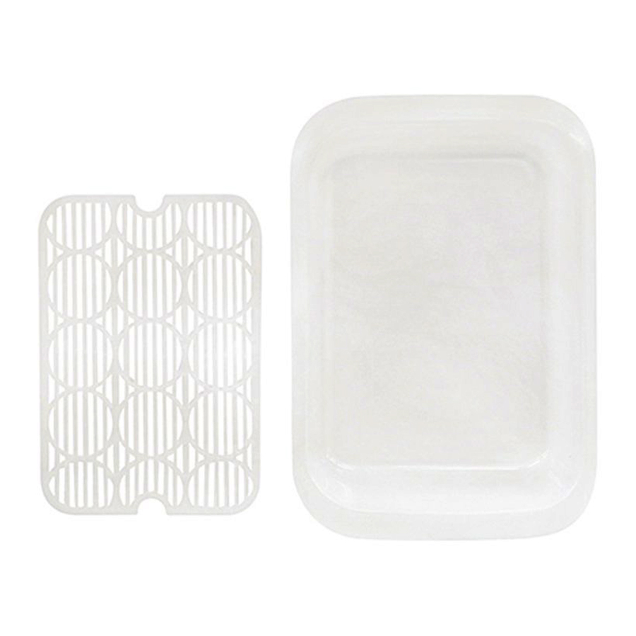 Combo Khay Úp Cốc Chén Có Lỗ Thoát Nước Màu Trắng + Cốc Nhựa Cao Cấp Tiện Dụng Màu Đỏ - Nội Địa Nhật Bản