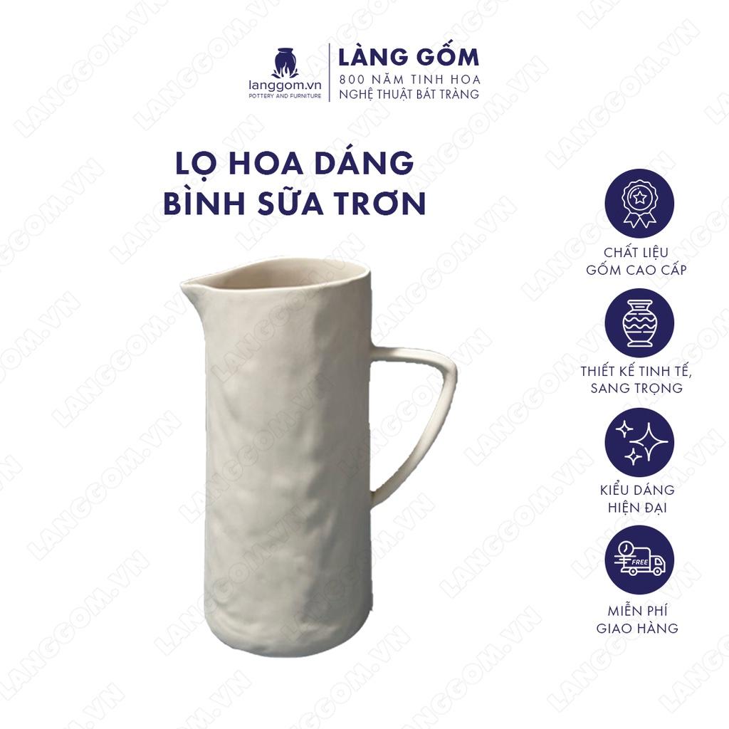 Bình hoa, lọ hoa Gốm sứ Bát Tràng cao cấp Men mát dáng bình sữa trơn làm quà tặng, trang trí - Làng Gốm Bát Tràng