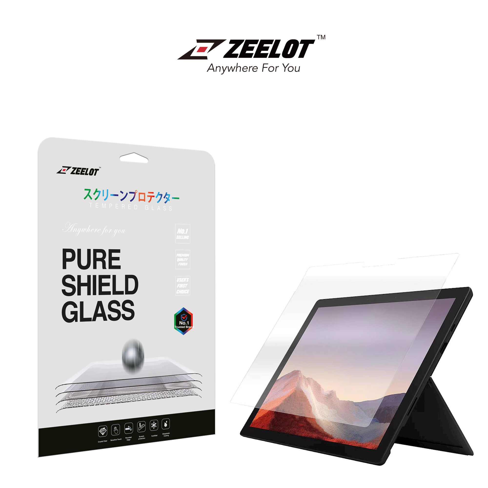 Dán cường lực Zeelot Pure Shield Glass Cho MICROSOFT SURFACE PRO 7- Hàng Chính Hãng