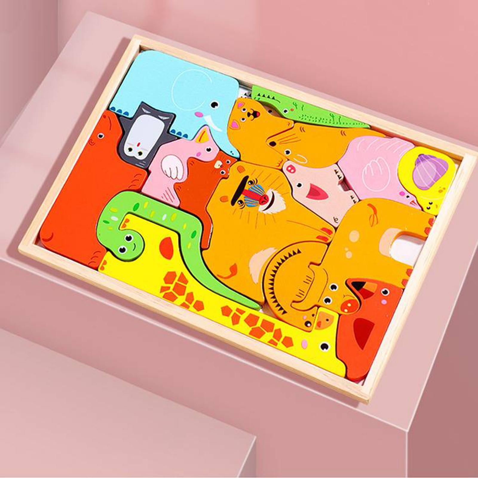 Montessori Animal Jigsaw Puzzles Construction Toy Shape Puzzle for Girls