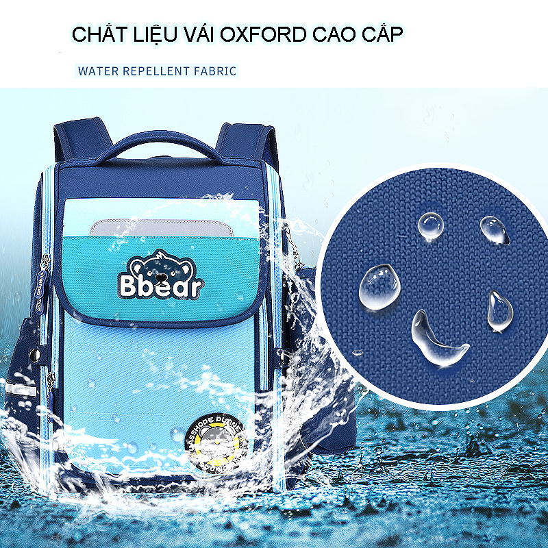 Balo chống gù cho bé Cặp sách trẻ em cao cấp thiết kế an toàn chống gù lưng cho bé trai và bé gái Bibobaby 9002