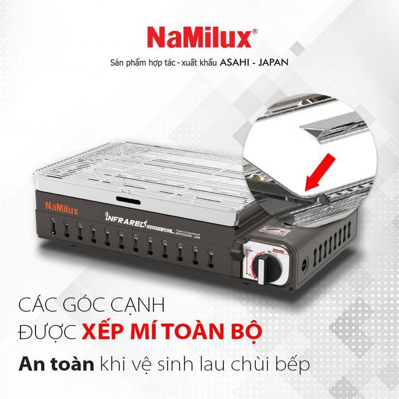 BẾP NƯỚNG + NẤU GAS ĐA NĂNG NAMILUX GM2120PS HỒNG NGOẠI - HÀNG CHÍNH HÃNG ( CÓ KÈM KIỀNG ĐỂ CHUYỂN NƯỚNG SANG NẤU - SỬ DỤNG VAN NGẮT GAS AN TOÀN INLINE CUT )