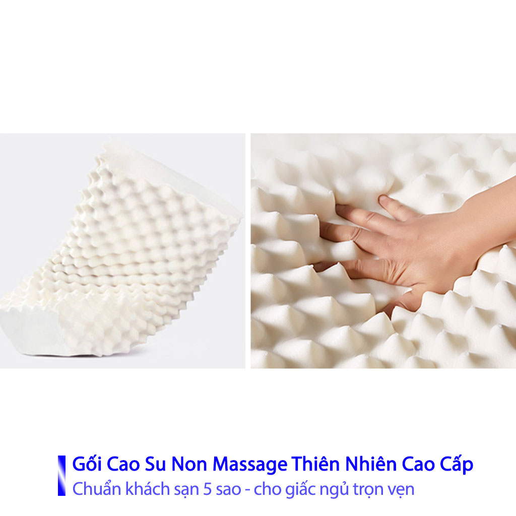 Gối Cao Su Non Massage Cho Người Đau Vai Gáy Gối Đầu Nằm Ngủ Massage Kê Chống Mỏi Cổ Từ Cao Su Non Thiên Nhiên Cao Cấp Cho Người Lớn 50cmx70cm- Chuẩn Khách Sạn 5 Sao