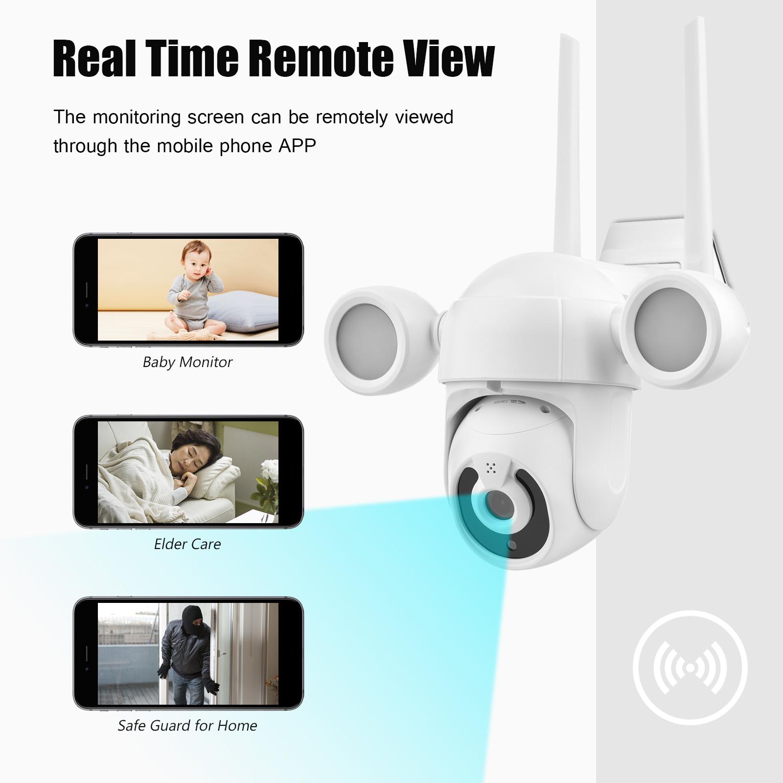 2K Smart Life Wireless Monitor Camera Outdoor WiFi Camera 3.0MP Waterproof Night Vision Auto-tracking with Floodlights