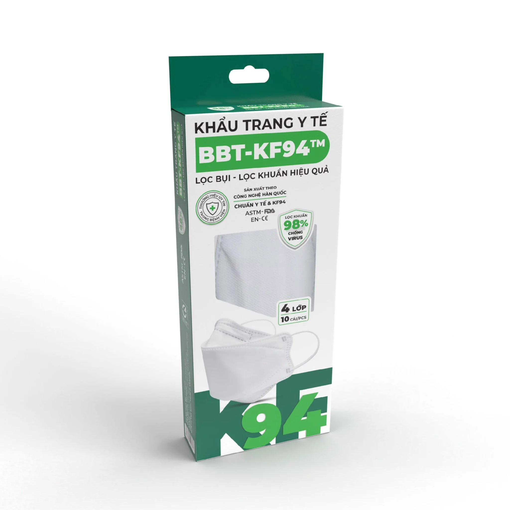 KHẨU TRANG KF94 BÔNG BẠCH TUYẾT 4 LỚP (10 CÁI/GÓI) GIAO MÀU NGẪU NHIÊN