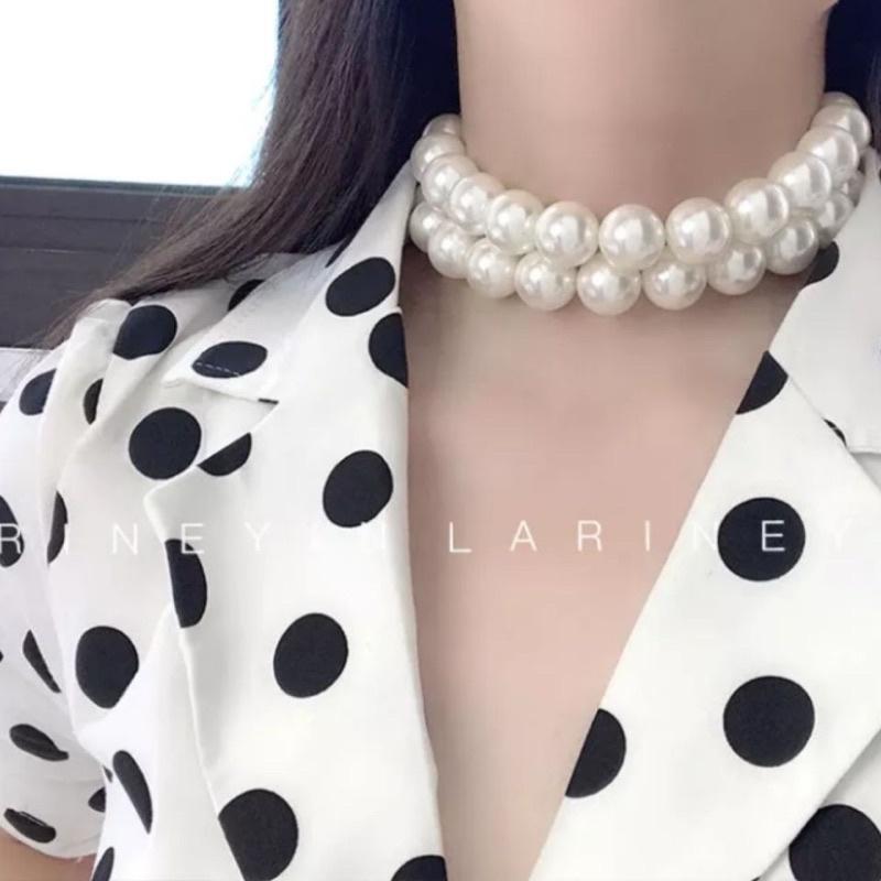 N376 dây chuyền choker hạt Ngọc lớn kiểu dáng xinh xắn cho nữ